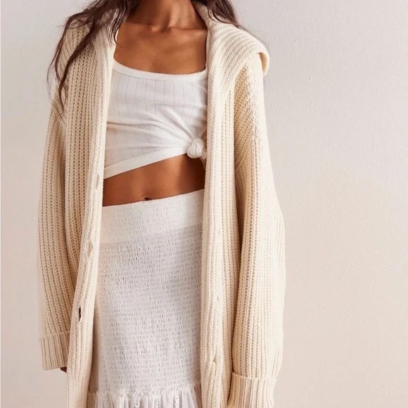 Free People Swim Too Deep Cream Women's Cardigan NWT - Picture 2 of 9